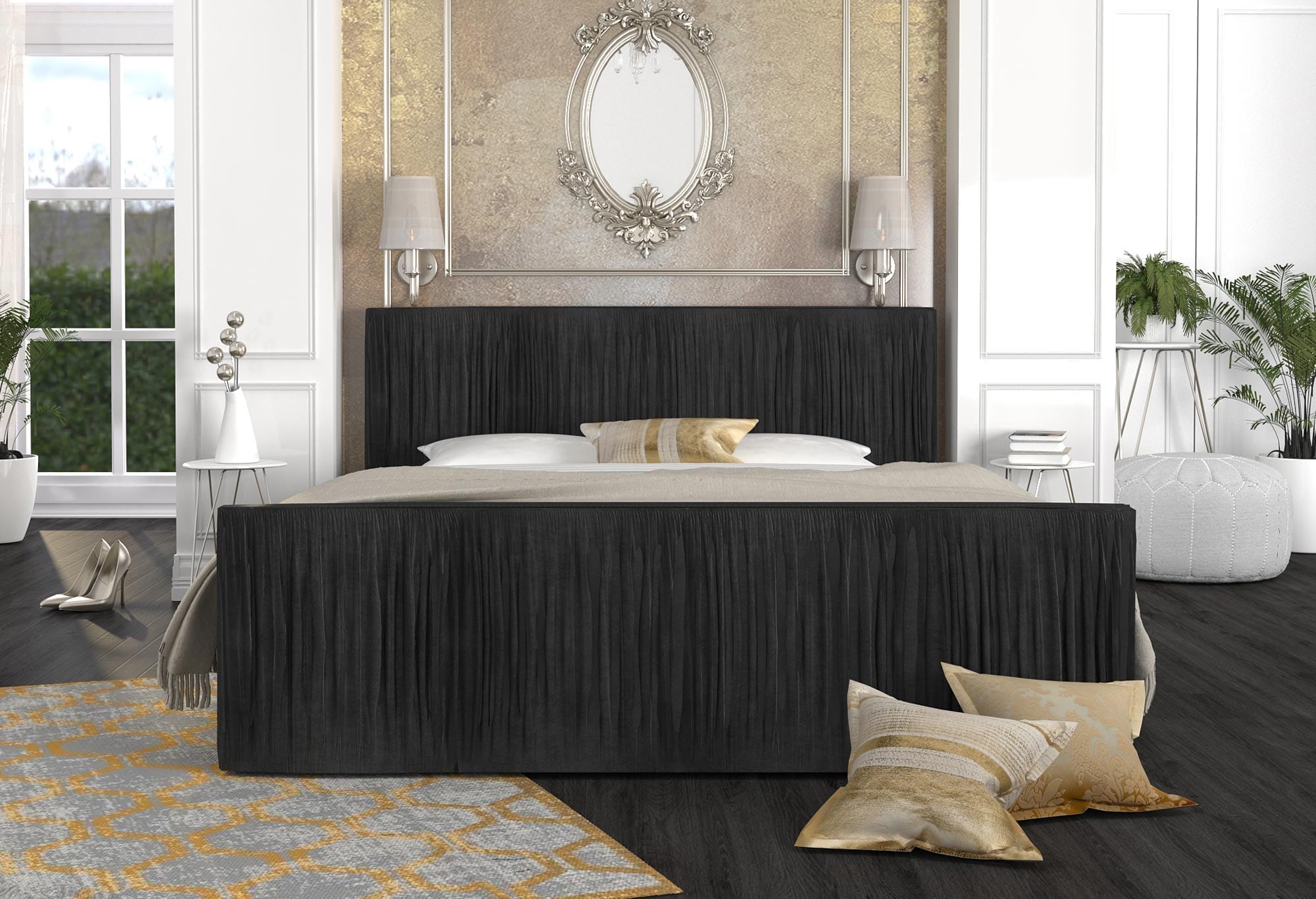 Miniaturka 2 - Łóżko podwójne czarne aranżacja NOAH