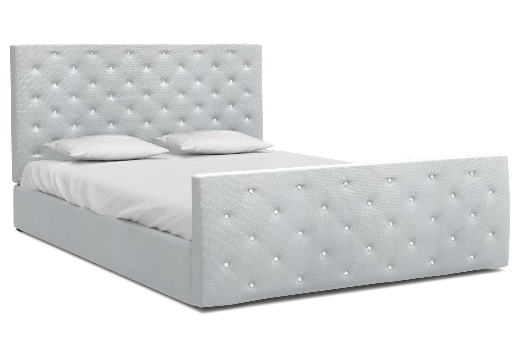 Miniaturka 1 - Łóżko podwójne szare z kryształkami ZOE