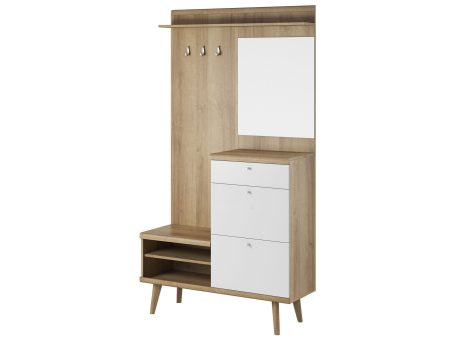 Funkcjonalna garderoba drewniano-biała białe tło ITALIA