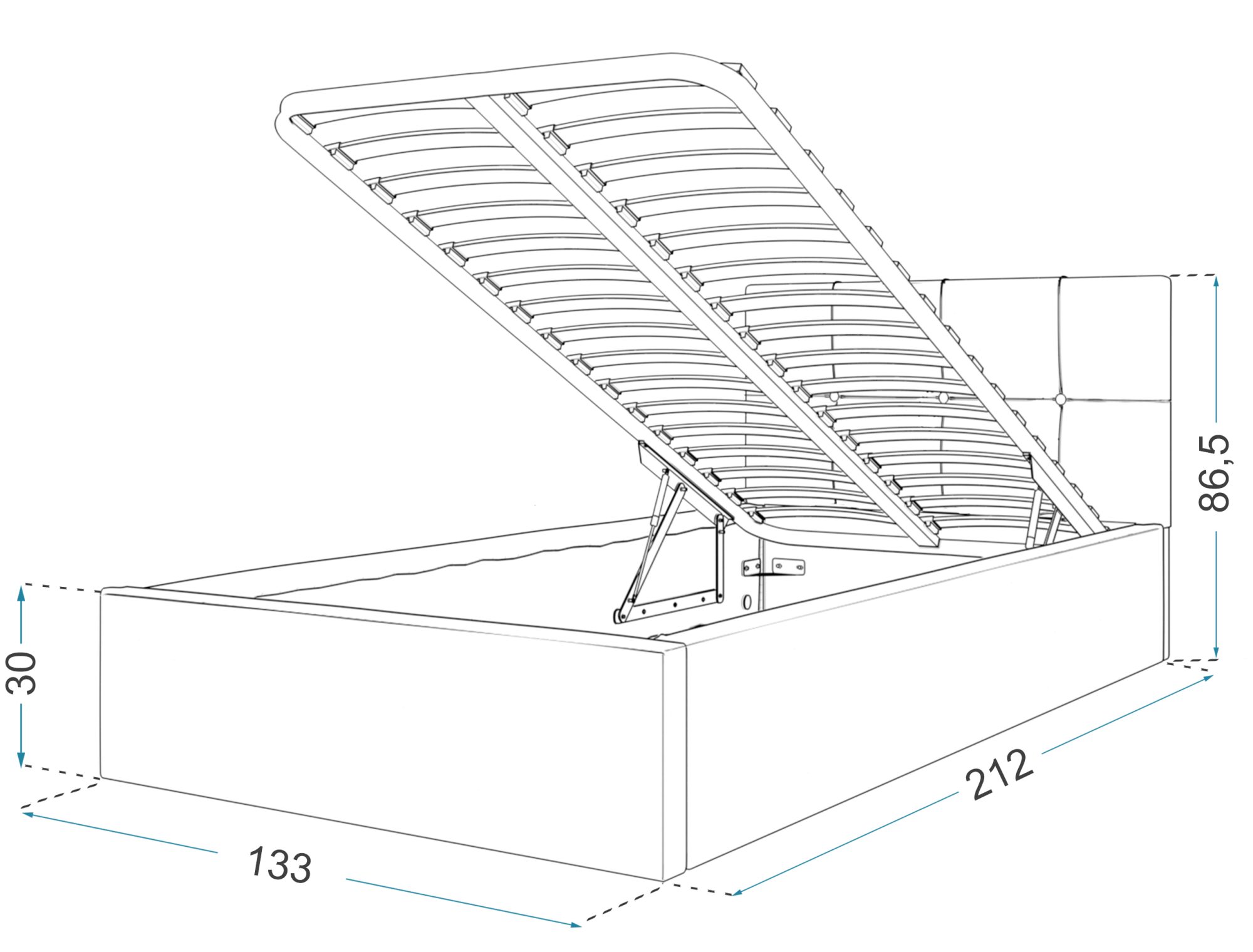 Wymiary łóżka tapicerowanego 120