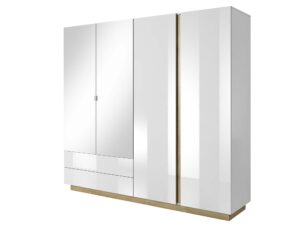 Miniaturka 5 - Biała szafa z lustrami i złotym dekorem – styl glamour