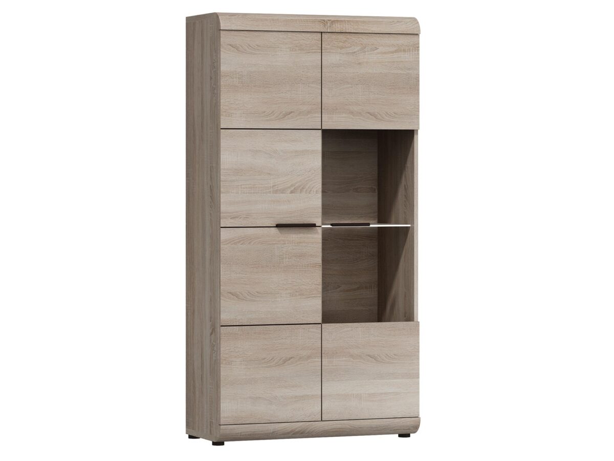 Niedrige Vitrine Eiche Sonoma schwarze Beine DOMINGO