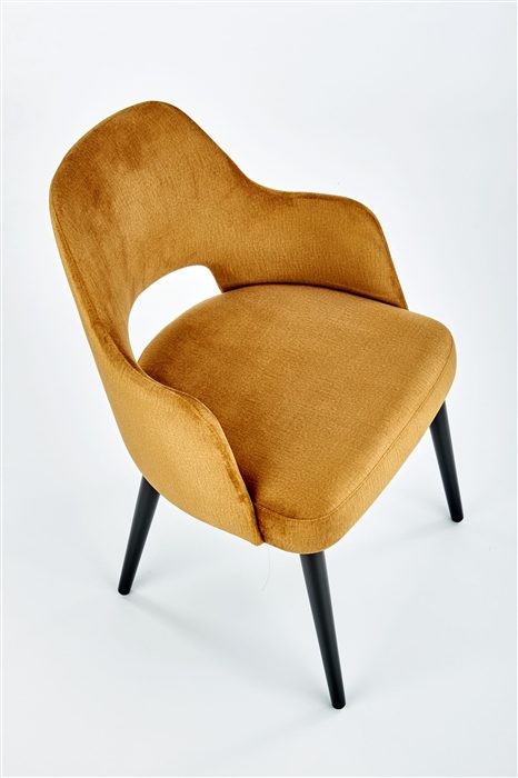 Tapicerowane profilowane krzesło żółte widok z góry MONACO 4