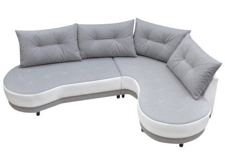 Półokrągły narożnik popiel-biały MELANIE