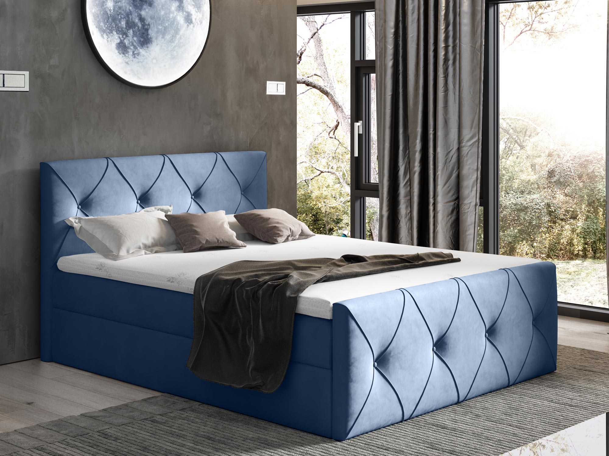 Kontynentalne Łóżko grafit aranżacja CASEY LUX Kontynentalne Łóżko grafit aranżacja CASEY LUX