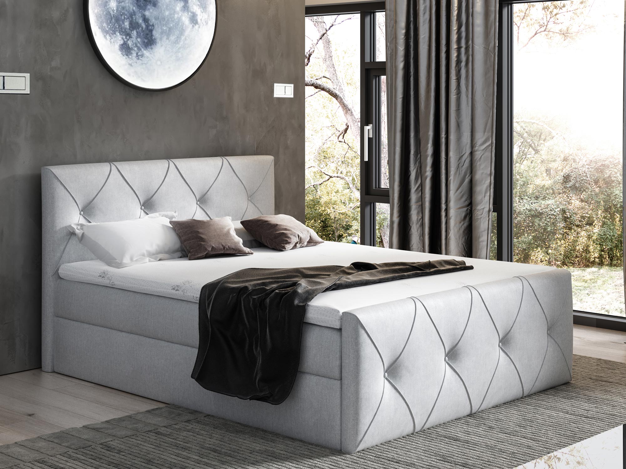 Kontynentalne Łóżko białe aranżacja CASEY LUX Kontynentalne Łóżko białe aranżacja CASEY LUX