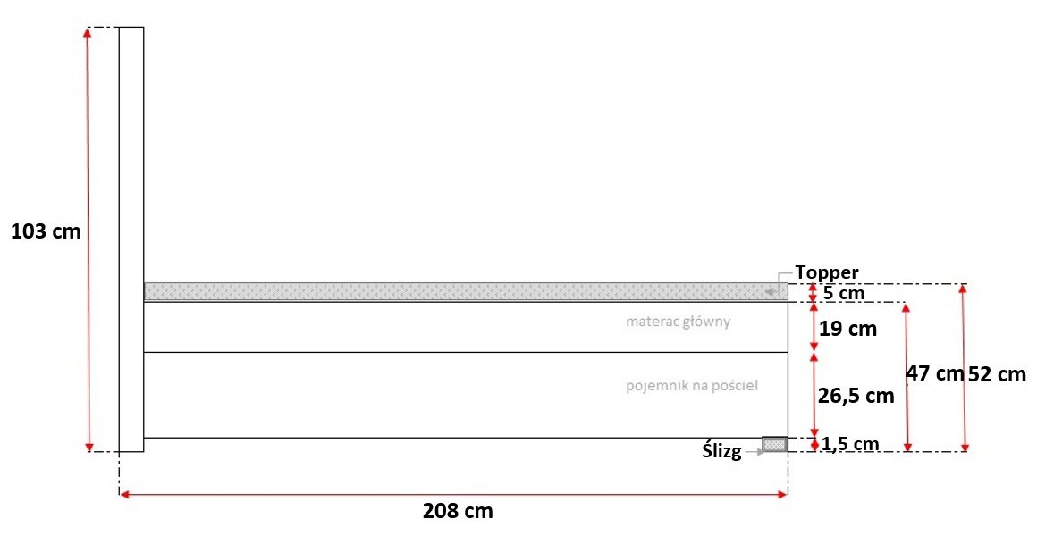 Nowoczesne Łóżko Sypialniane wymiary LOREN