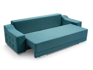Miniaturka 4 - Sofa 2 Osobowa z Funkcją Spania turkusowa rozłożona GRANDE