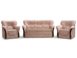 Miniaturka 12 - Zestaw wypoczynkowy w beżu – sofa i fotele w klasycznym stylu