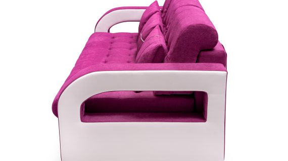 Miniaturka 4 - Kanapa różowo-biała rozłożona profil OLYMPEA + PUFA