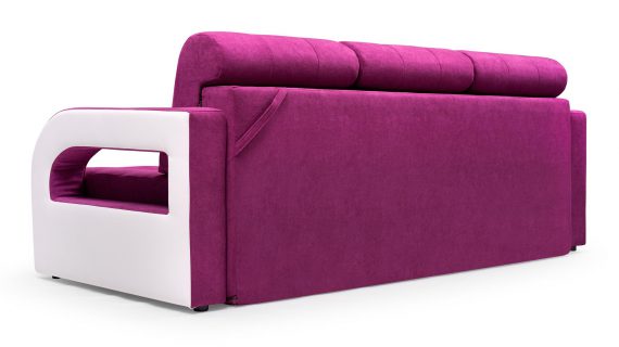 Miniaturka 5 - Kanapa różowo-biała rozłożona tył OLYMPEA + PUFA