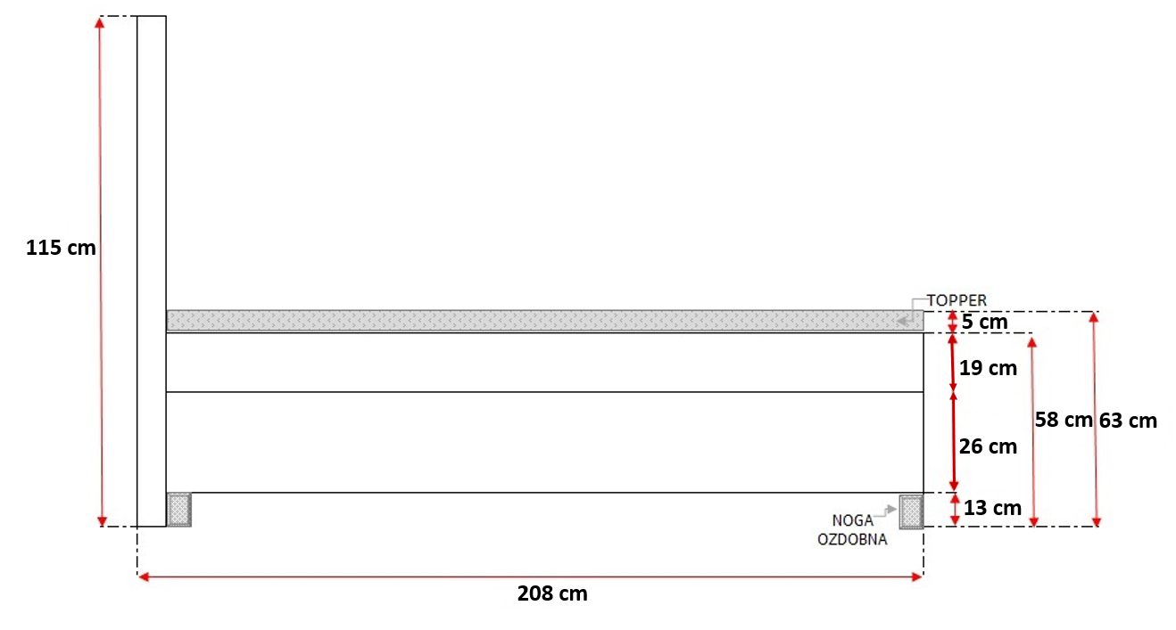 Duże Łóżko do Sypialni wymiary LOTUS