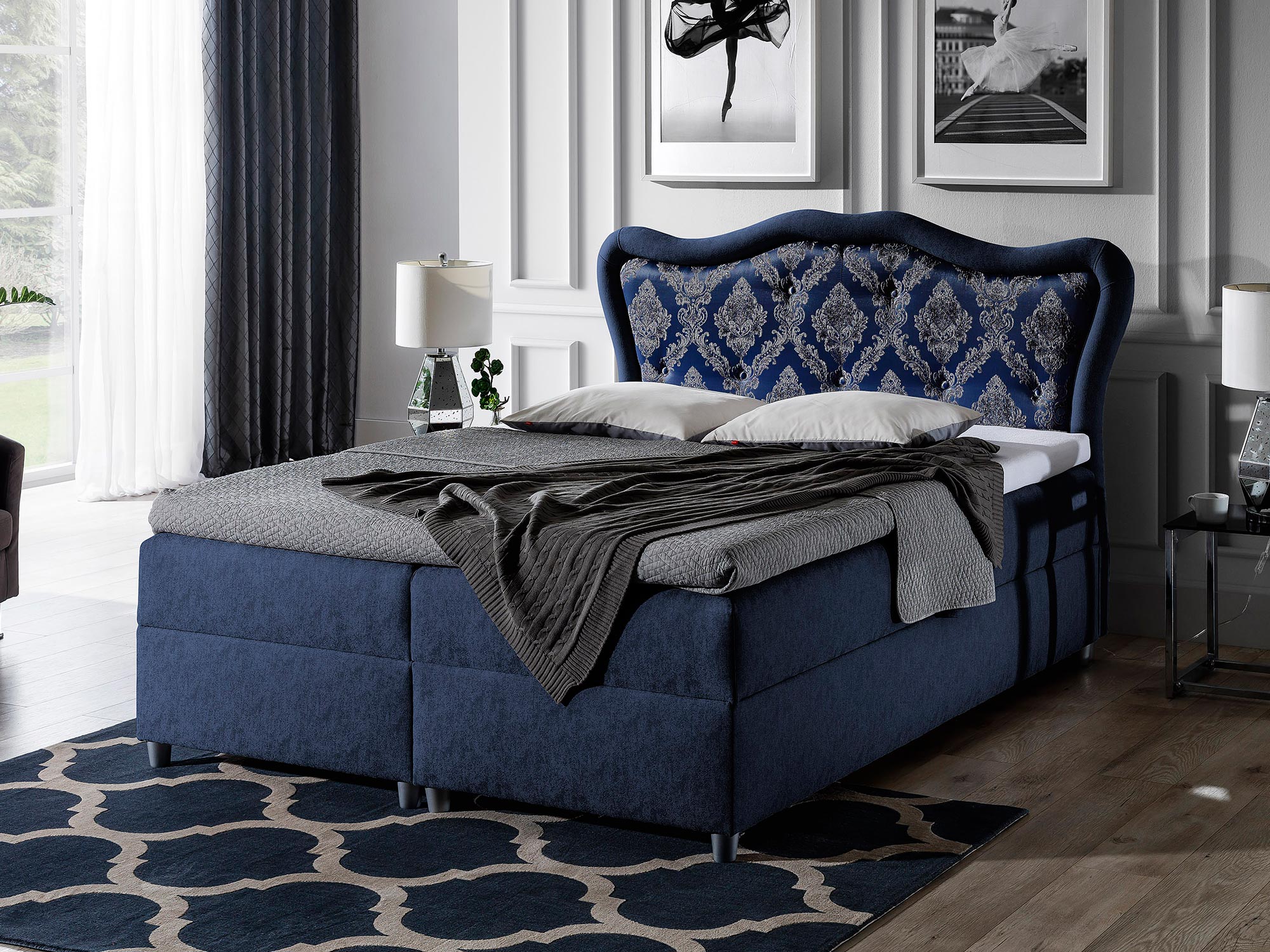 GUSTO15714-dodatki-18217 Łóżko W Stylu Prowansalskim Gusto granat aranżacja