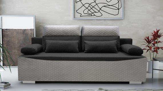 Miniaturka 9 - Sofa do Salonu z Zagłówkami jasny i ciemny szary aranżacja CAMPO