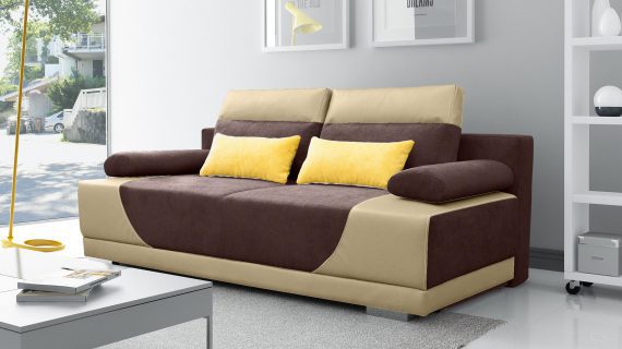 Miniaturka 2 - Młodzieżowa Sofa do Pokoju kremowy-brąz aranżacja CELESTE