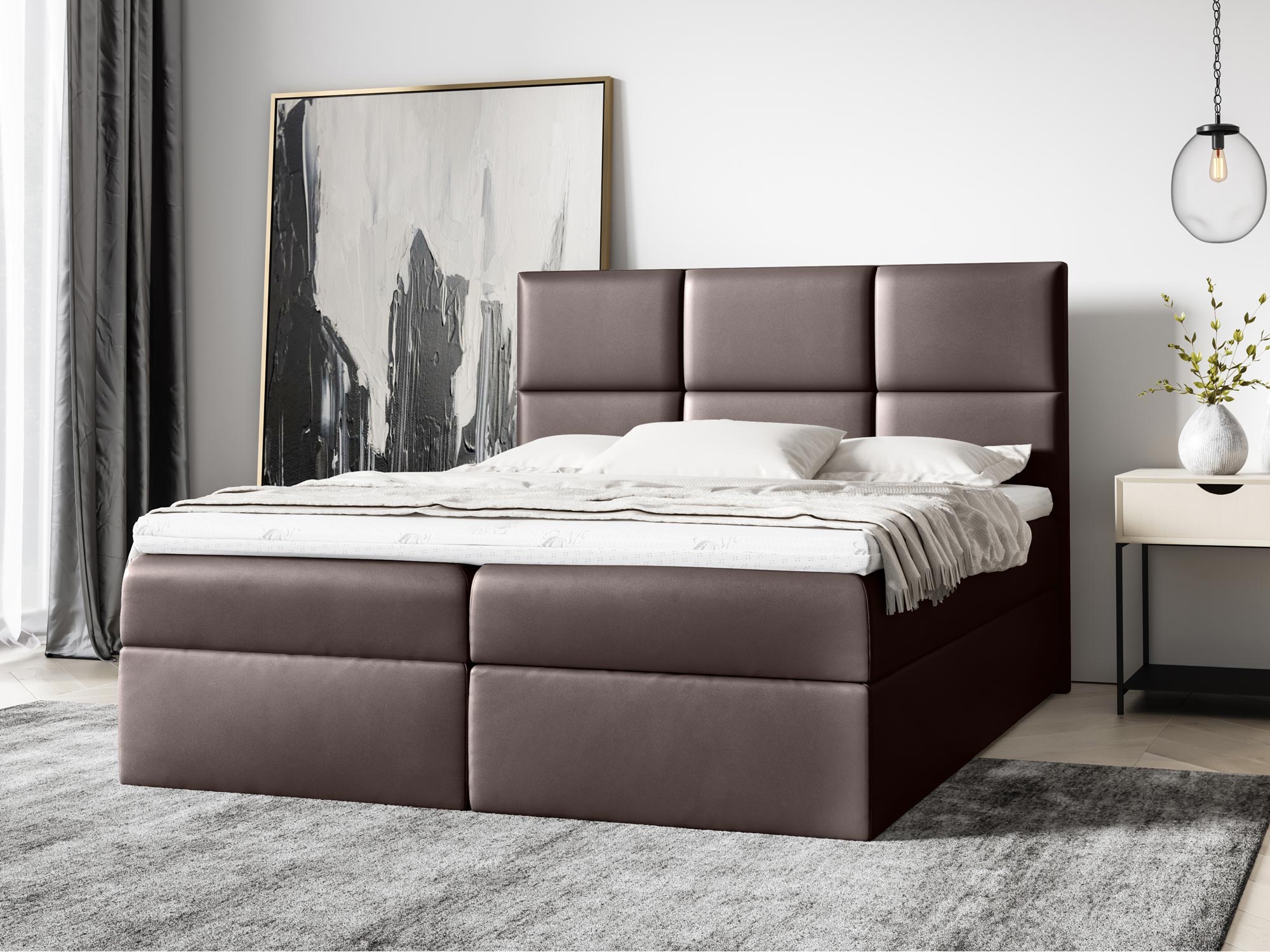 Łóżko Nowoczesne do Sypialni brązowe aranżacja VAMOS Łóżko Nowoczesne do Sypialni brązowe aranżacja VAMOS