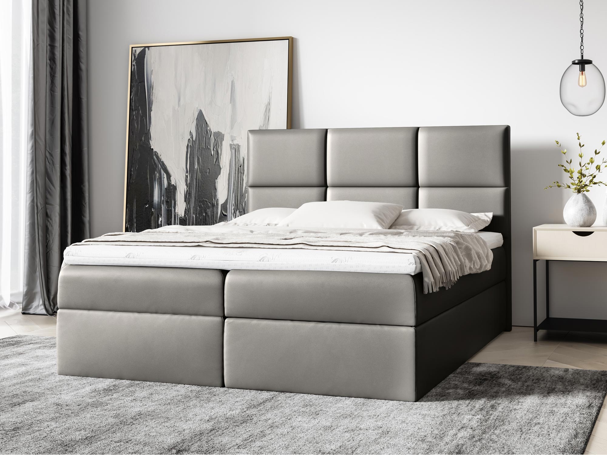 Łóżko Nowoczesne do Sypialni grafit aranżacja VAMOS Łóżko Nowoczesne do Sypialni grafit aranżacja VAMOS