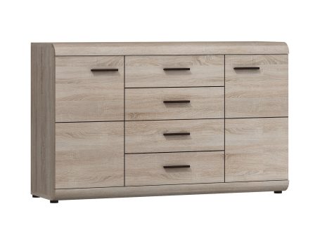 Funkcjonalna komoda 140 dąb sonoma białe tło DOMINGO