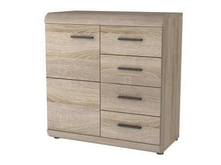 Stylowa komoda dąb sonoma białe tło DOMINGO