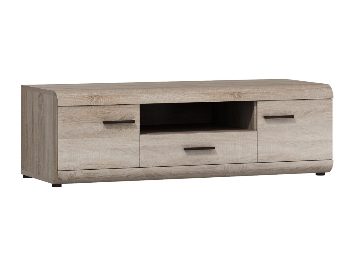 TV-Lowboard 140 cm Eiche Sonoma schwarze Beine DOMINGO
