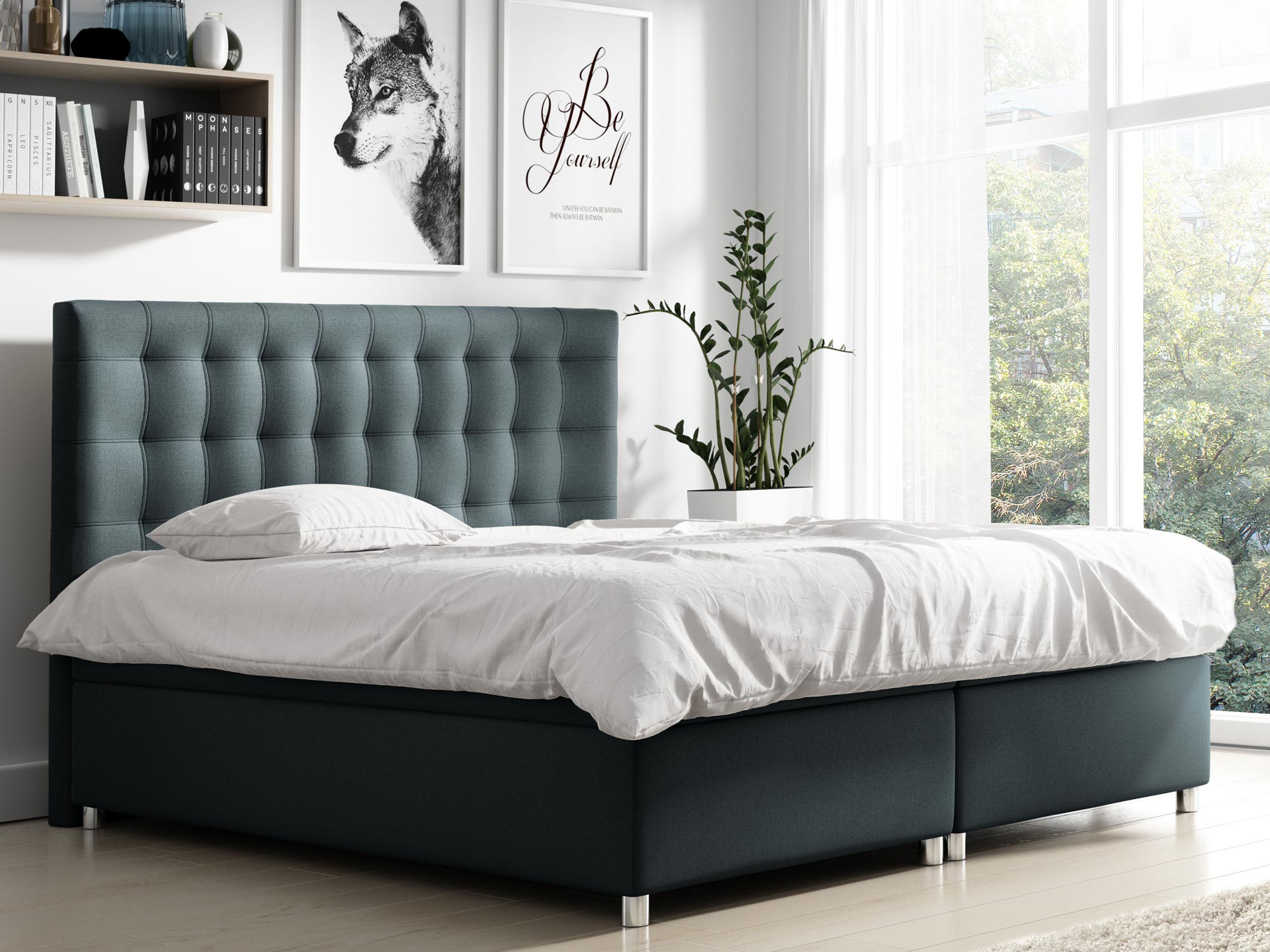 Pikowane Łóżko Tapicerowane aranżacja zieleń Bella Pikowane Łóżko Tapicerowane aranżacja zieleń Bella