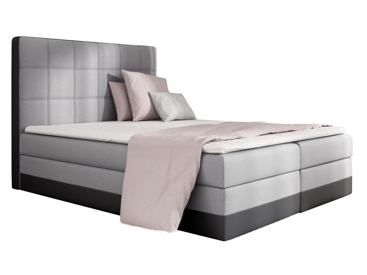Boxspring-Doppelbett mit Polsterkopfteil und Bettkasten RAMOS