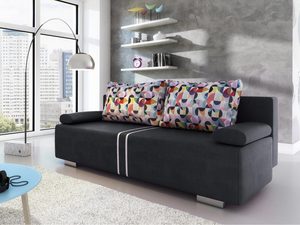 Miniaturka 5 - Sofa z Zagłówkami Rozkładana czarna aranżacja CORDOBA