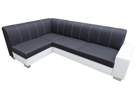 Narożnik z Dużą Pufą granat-biały CHARLIE + PUFA