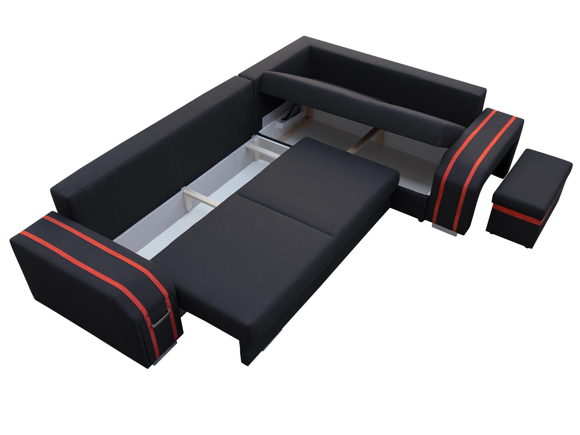 Narożnik z Barkiem rozłożony pojemniki CLARA