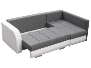 Miniaturka 4 - Rozkładany narożnik szaro-biały rozłożone miejsce do spania