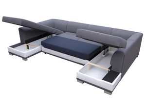 Miniaturka 1 - Narożnik 340x220 w kształcie U pojemniki białe tło SARAH U