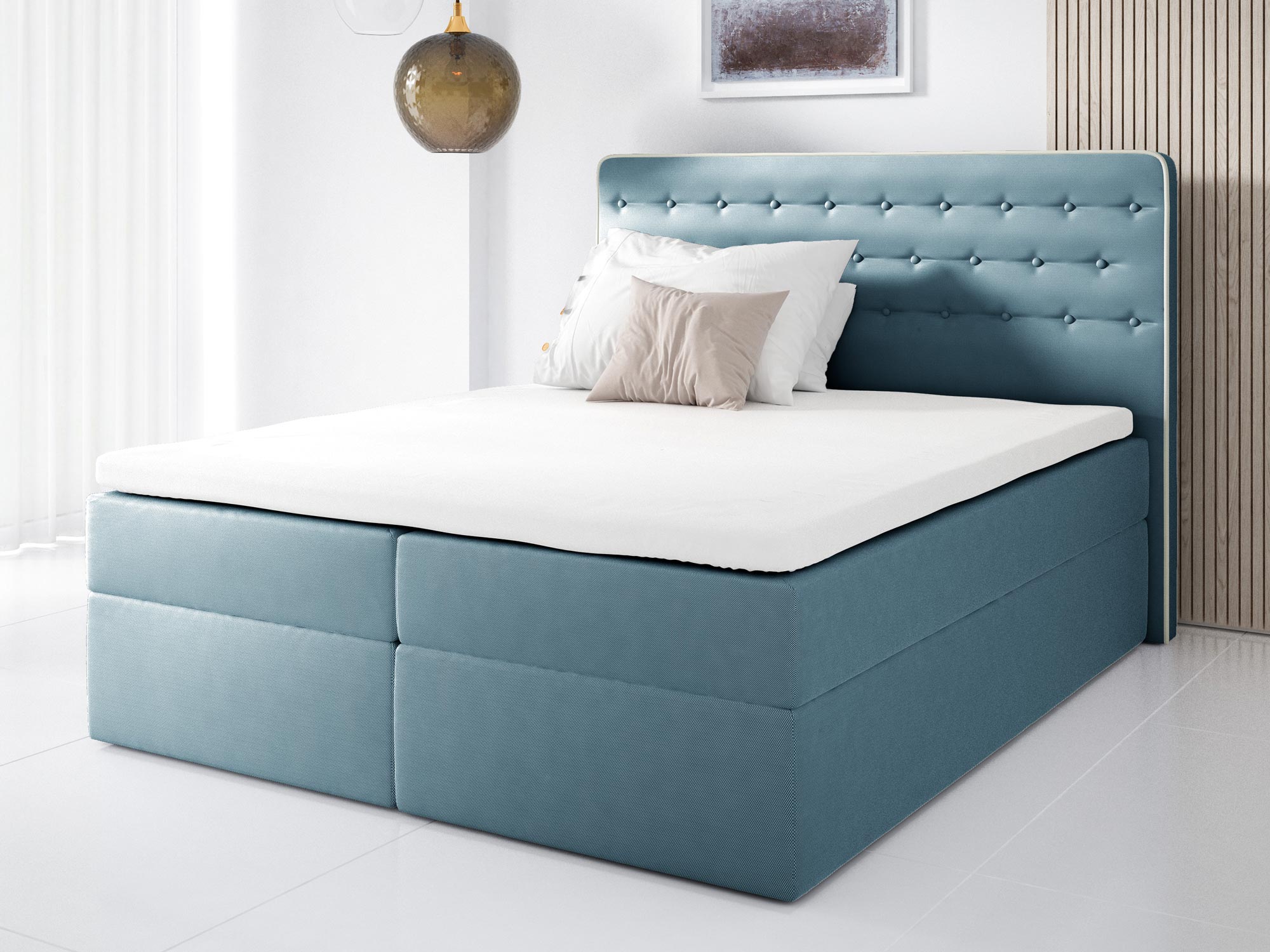 Malmo---Milos-73-+-02 Łóżko Z Pikowanym Zagłówkiem Malmo niebieskie aranżacja