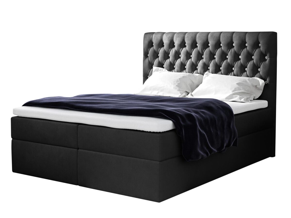 Boxspringbett Doppelbett mit Kristallsteppung und Bettkasten IDEA