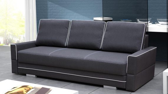 Miniaturka 6 - Sofa Rozkładana 2 Osobowa grafitowo-biała aranżacja DOLORES B