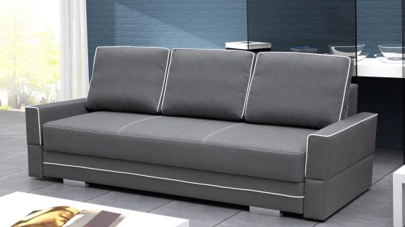 Miniaturka 5 - Sofa Rozkładana szaro-biała aranżacja DOLORES B