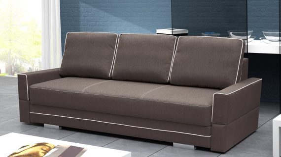 Miniaturka 7 - Sofa Rozkładana 2 Osobowa brązowo-biała aranżacja DOLORES B