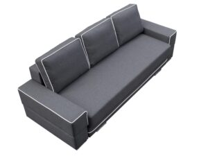 Miniaturka 5 - Tapicerowana sofa z poduszkami – szary melanż, funkcja spania