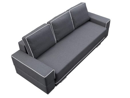 Tapicerowana sofa z poduszkami – szary melanż, funkcja spania