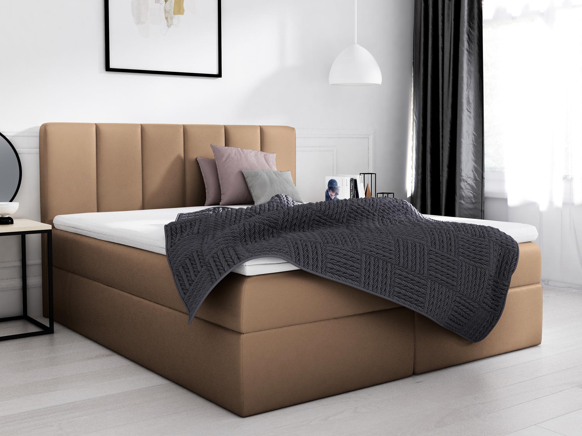 Łóżko kontynentalne cappucino aranżacja CAMEA Łóżko kontynentalne cappucino aranżacja CAMEA