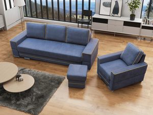 Miniaturka 4 - Sofa Rozkładana niebiesko-żółta aranżacja DOLORES B