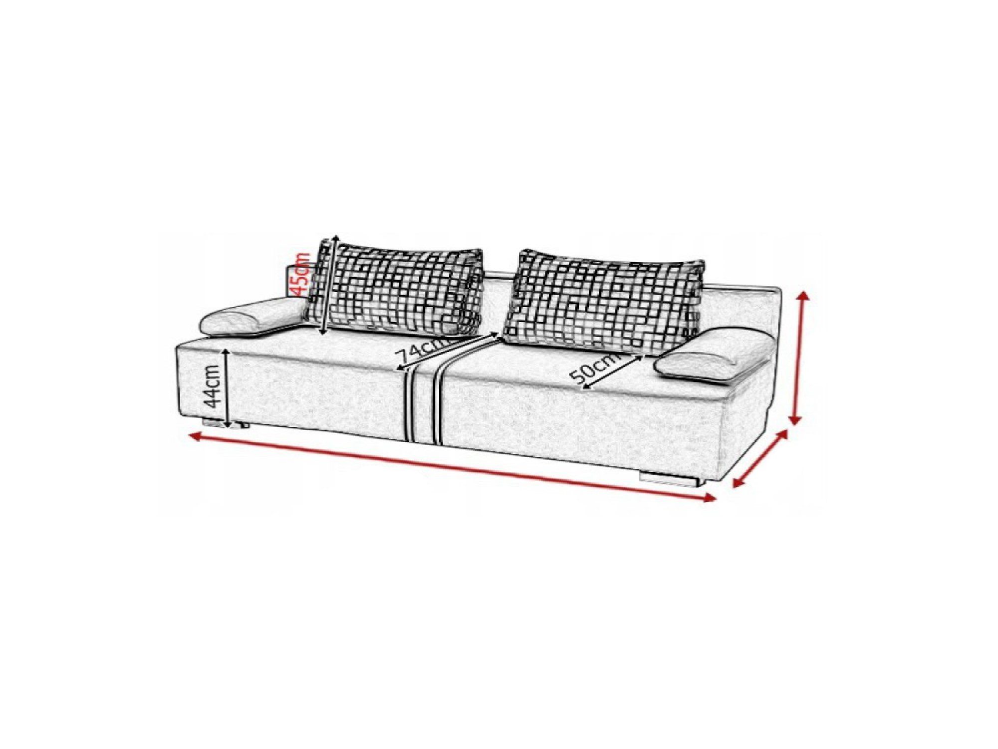 Wymiary sofy z zagłówkiem Wymiary sofy z zagłówkiem