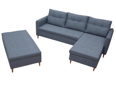 Narożnik z pufą białe tło MARGARET + PUFA