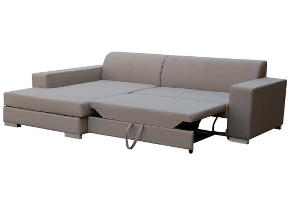 Rozkładany Narożnik z Funkcją Spania szary rozłożony CAMILO Rozkładany Narożnik z Funkcją Spania szary rozłożony CAMILO