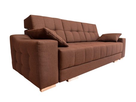 Sofa 2 Osobowa z Funkcją Spania brąz białe tło GRANDE
