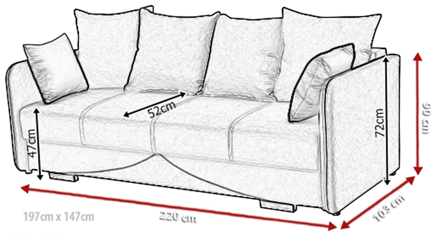 zdj-Iga-wym-szczegółowe Sofa Dwuosobowa Rozkładana IGA wymiary