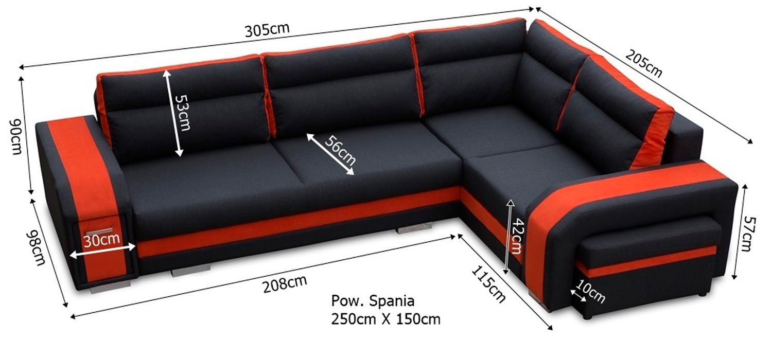 Narożnik ze Schowkiem i Pufą wymiary AVA Narożnik ze Schowkiem i Pufą wymiary AVA