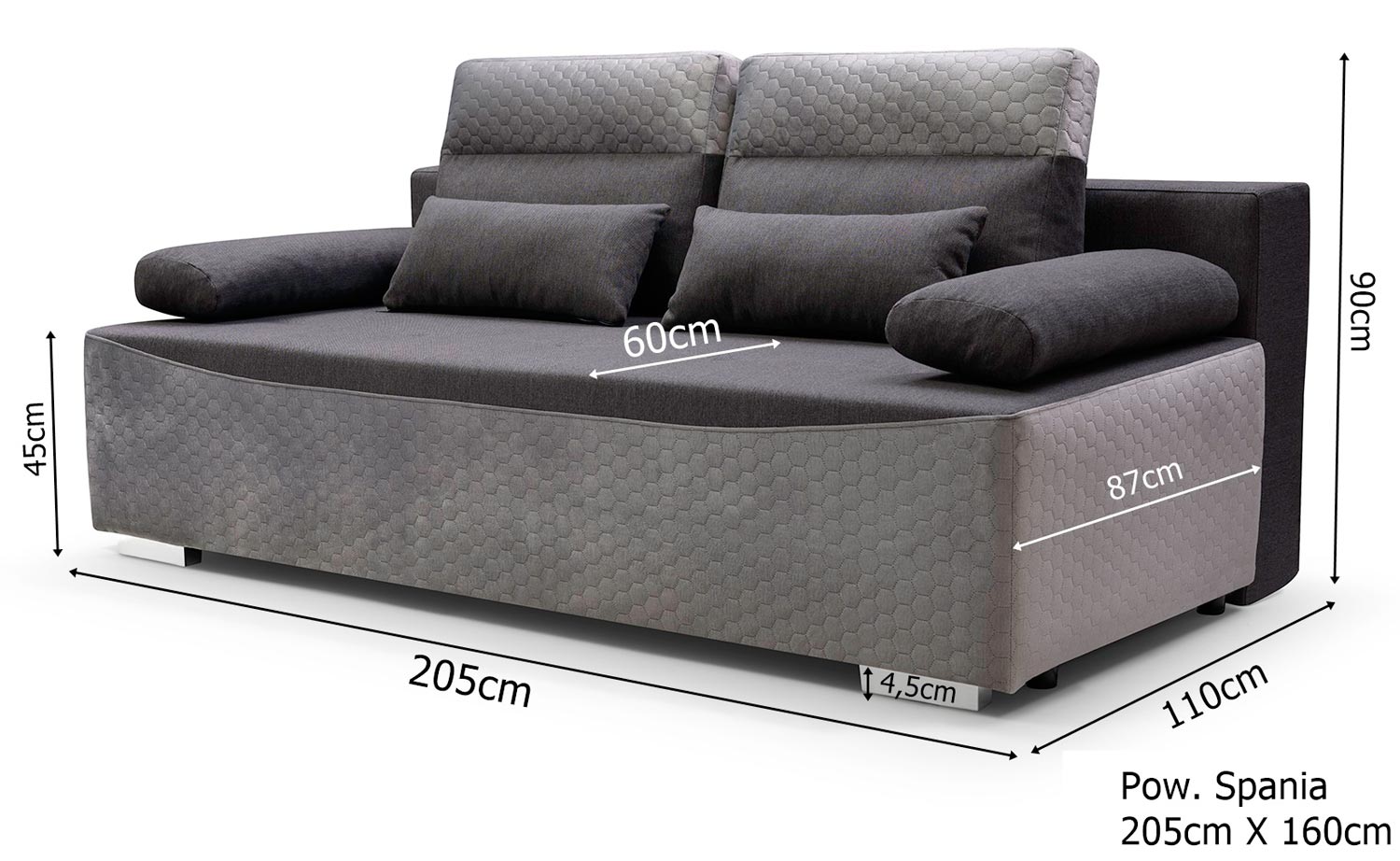 Sofa do Salonu z Zagłówkami wymiary CAMPO Sofa do Salonu z Zagłówkami wymiary CAMPO