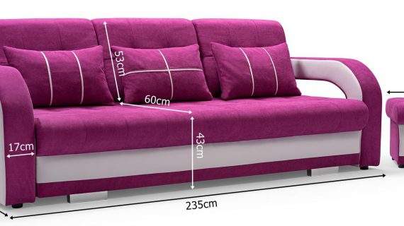 Miniaturka 3 - Rozkładana Kanapa z Pufą wymiary OLYMPEA + PUFA