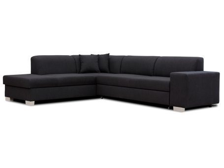 Duży rozkładany narożnik grafitowy białe tło PETER