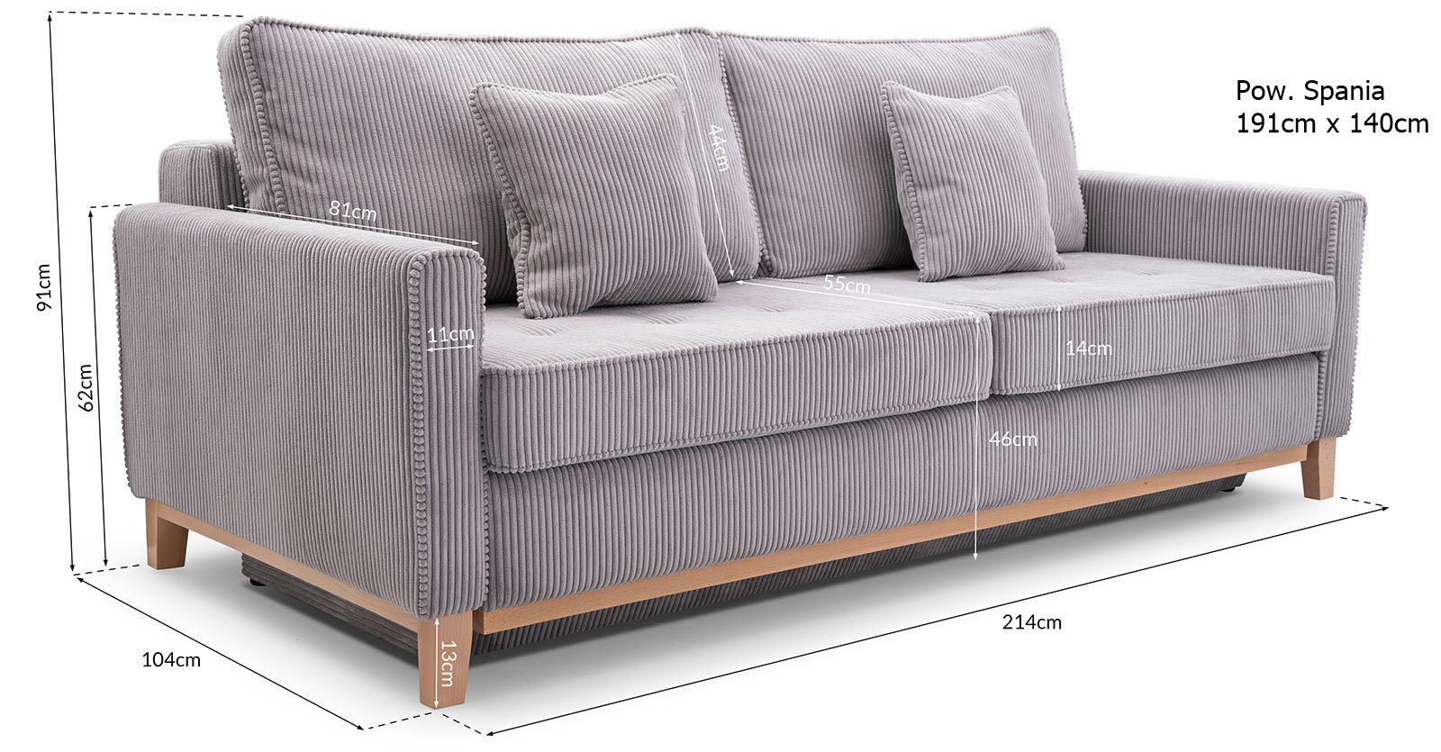 Sofa Glamour wymiary LUIS Sofa Glamour wymiary LUIS